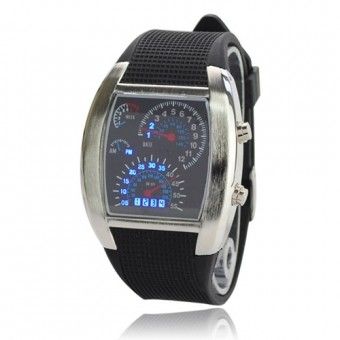 Relógio Masculino LED Velocímetro Preto